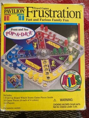 Frustration Travel Game - Yellow, Red, Blue, Green pop-a-dice!